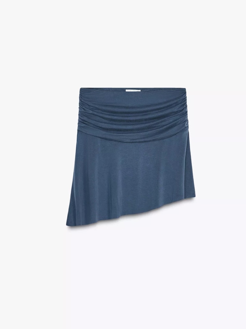 Zara Navy Ruched Waist Asymmetric Mini Skirt